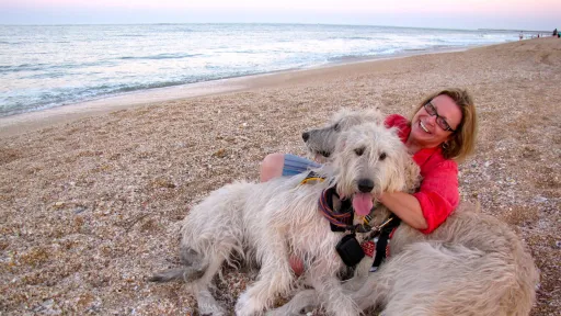 Joyce with Aonghus and Gwen on the beach